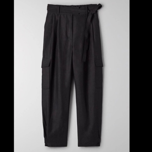 Aritzia Wilfred Kafka Belted Linen Cargo Pants High Rise Cropped - Picture 3 of 11
